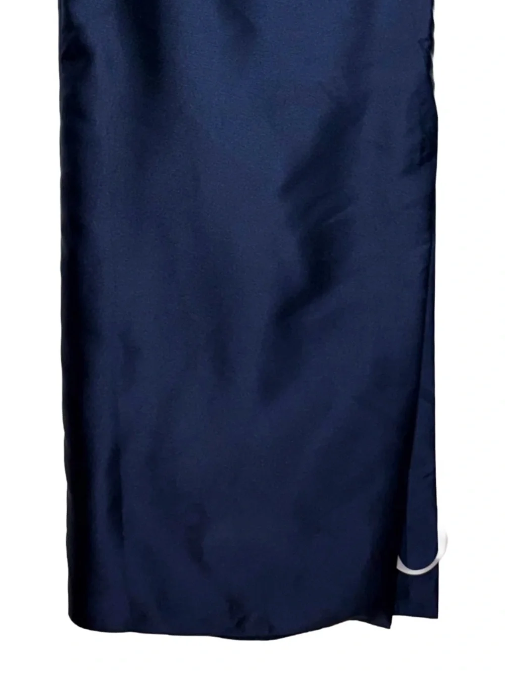 NWT Alfred Sung Strapless Ruffle Peplum Satin Column Gown in Midnight Navy, 2R - Picture 9 of 15